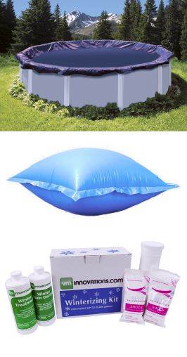 Swimline 15' Round Above Ground Pool Cover + Leaf Net + Air Pillow + Closing Kit
