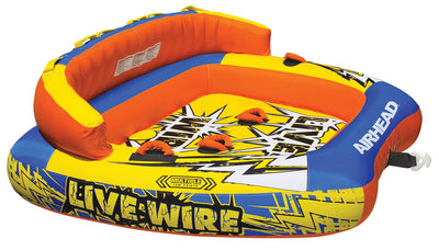 AIRHEAD AHLW-3 Live Wire 3 Inflatable 1-3 Rider Boat Towable Tube + 60' Tow Rope