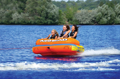 AIRHEAD AHLW-3 Live Wire 3 Inflatable 1-3 Rider Boat Towable Tube + 60' Tow Rope