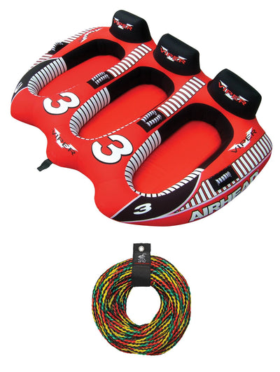 AIRHEAD Viper 3 Triple Rider Cockpit Inflatable Towable Tube & 60' Tow Rope