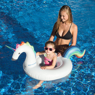 Inflatable Unicorn Baby Floating Lounger Raft Float for Swimming Pool (2 Pack) - VMInnovations