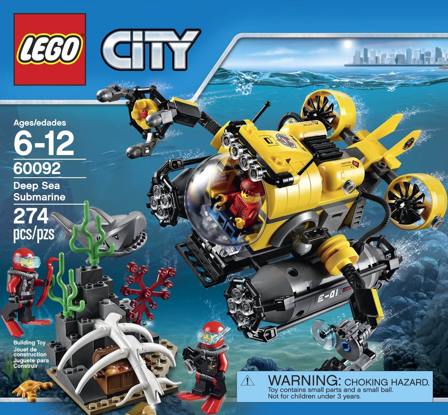 LEGO® CITY® Deep Sea Submarine 60092 Explorers 274 Pieces Kit (Open Box)