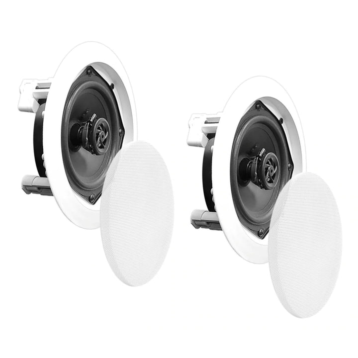 Pyle 5.25 Inch Round White In Ceiling Wall Flush Speakers Pair (For Parts)