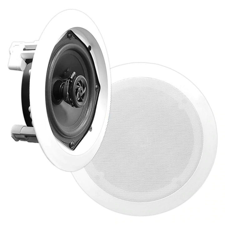 Pyle 5.25 Inch Round White In Ceiling Wall Flush Speakers Pair (For Parts)