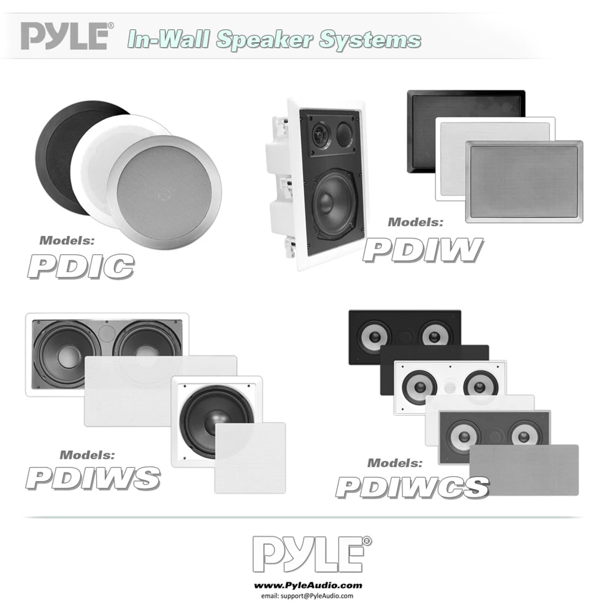 2) NEW Pyle PDIC51RD 5.25 Inch Round White In Ceiling Wall Flush Speakers Pair