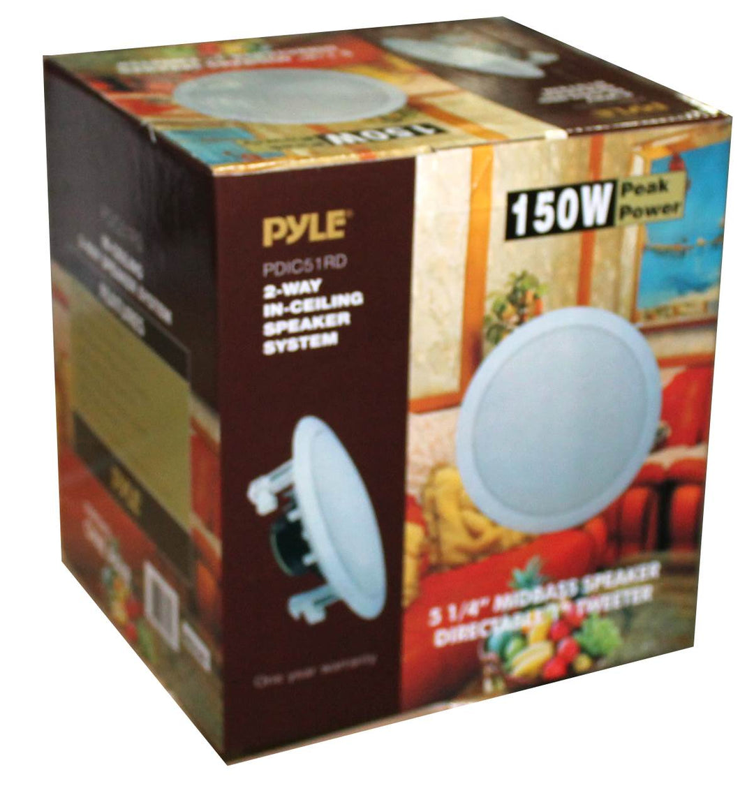 Pyle PDIC51RD 5.25 Inch Round 150 Watt In Ceiling, or In-Wall Speakers, White