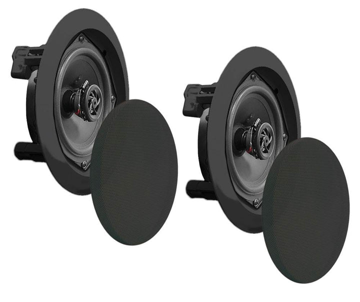 2) NEW Pyle PDIC51RDBK 5.25 Inch 150 Watt Black In-Ceiling Flush Speakers Pair