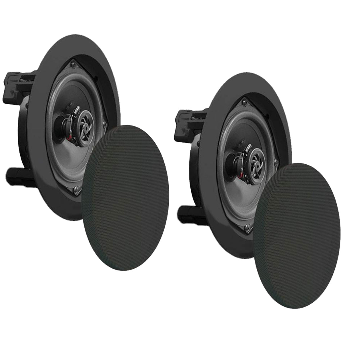 2) NEW Pyle 5.25 Inch 150 Watt Black In-Ceiling Flush Speakers Pair (Used) - VMInnovations