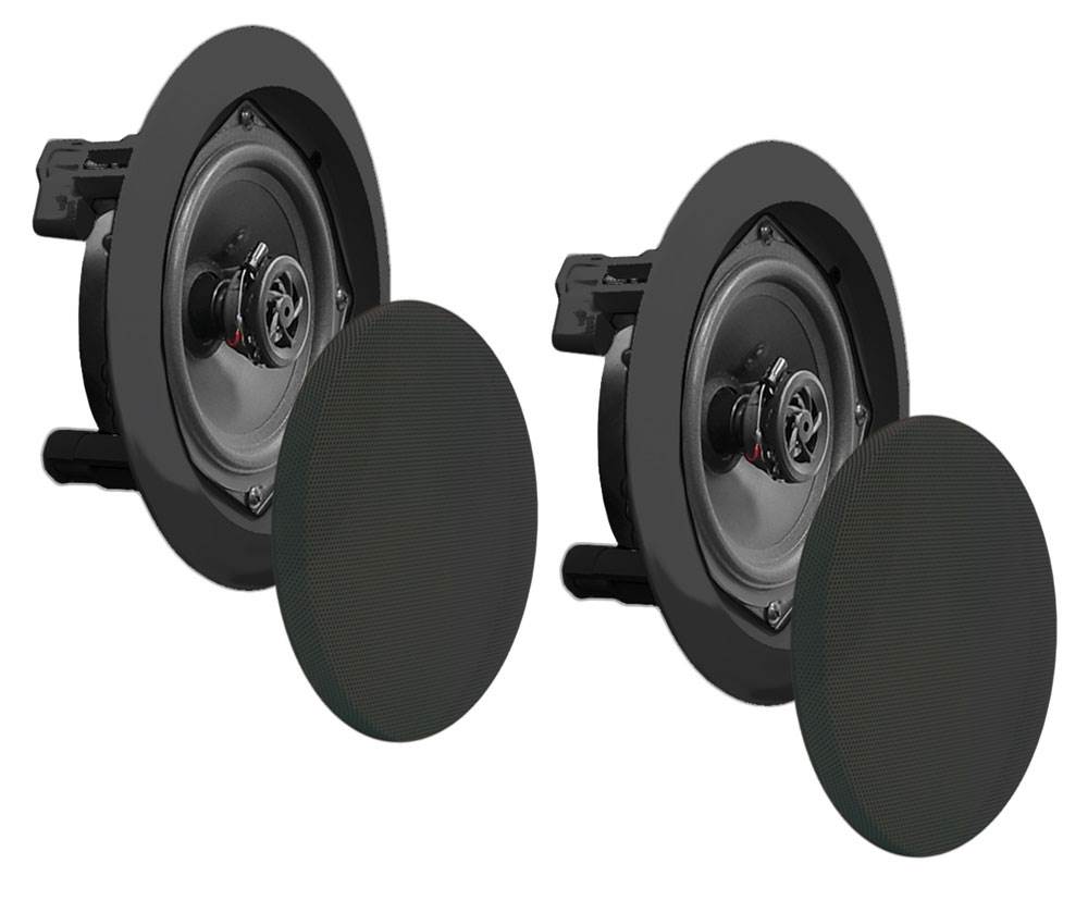 2) NEW Pyle 5.25 Inch 150 Watt Black In-Ceiling Flush Speakers Pair (Used)