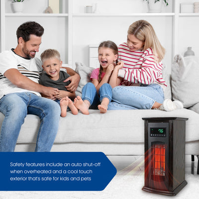 LifeSmart LifePro 1500 Watt 1500 BTU Infrared Quartz Indoor Tower Space Heater - VMInnovations
