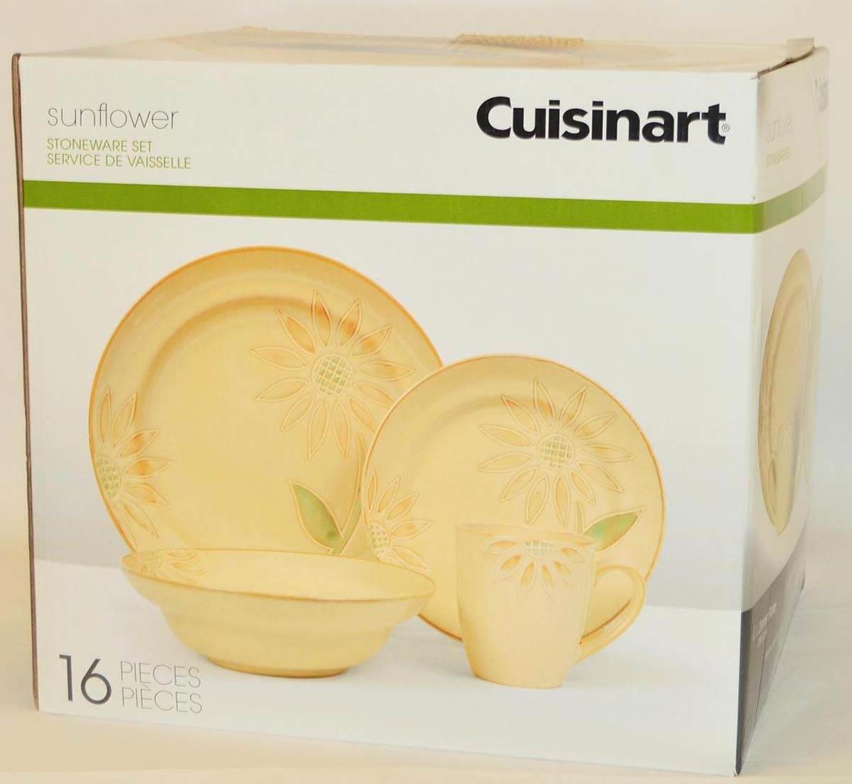 Cuisinart 5049029 16-piece Sunflower Round Stoneware Dinnerware Set - Open Box