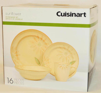 Cuisinart 5049029 16-piece Sunflower Round Stoneware Dinnerware Set - Open Box