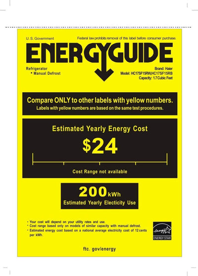 Haier 1.7-Cubic Foot Energy Star Compact Fridge With Freezer, Black (Damaged)