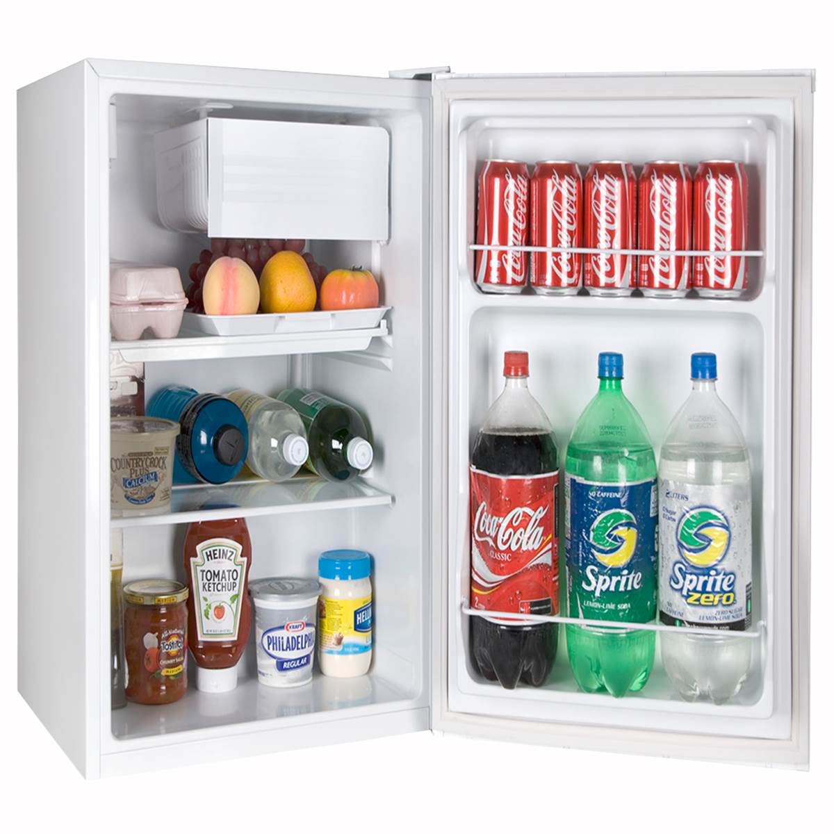 Haier 2.7-Cubic Foot Compact Fridge With Half-Width Freezer, White (Open Box)