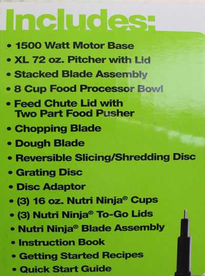 Ninja Mega Kitchen System 1500W Food Processor Total Blender Package (Open Box)