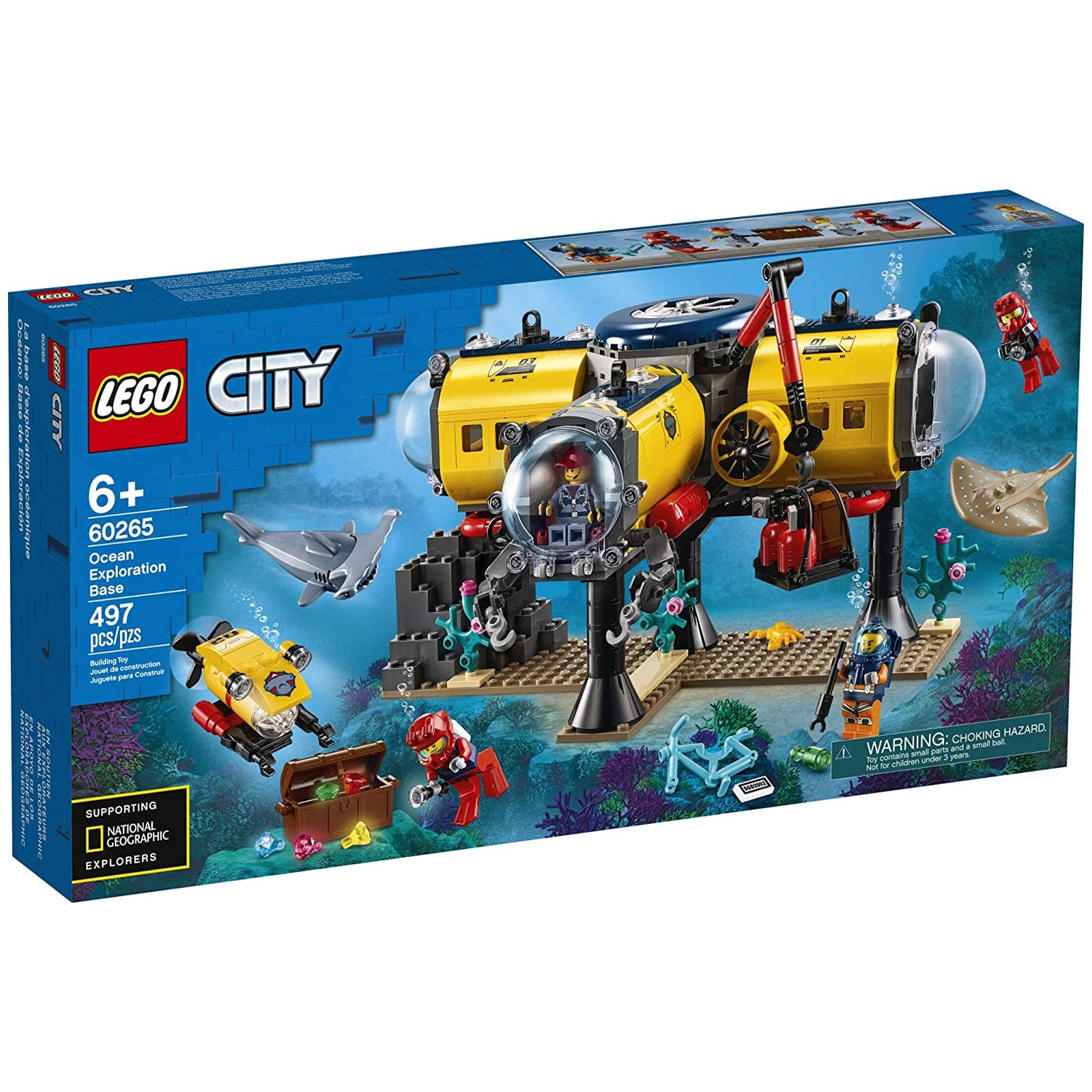 LEGO City 60265 Ocean Exploration Base 497 Piece Building Set with 5 Minifigures