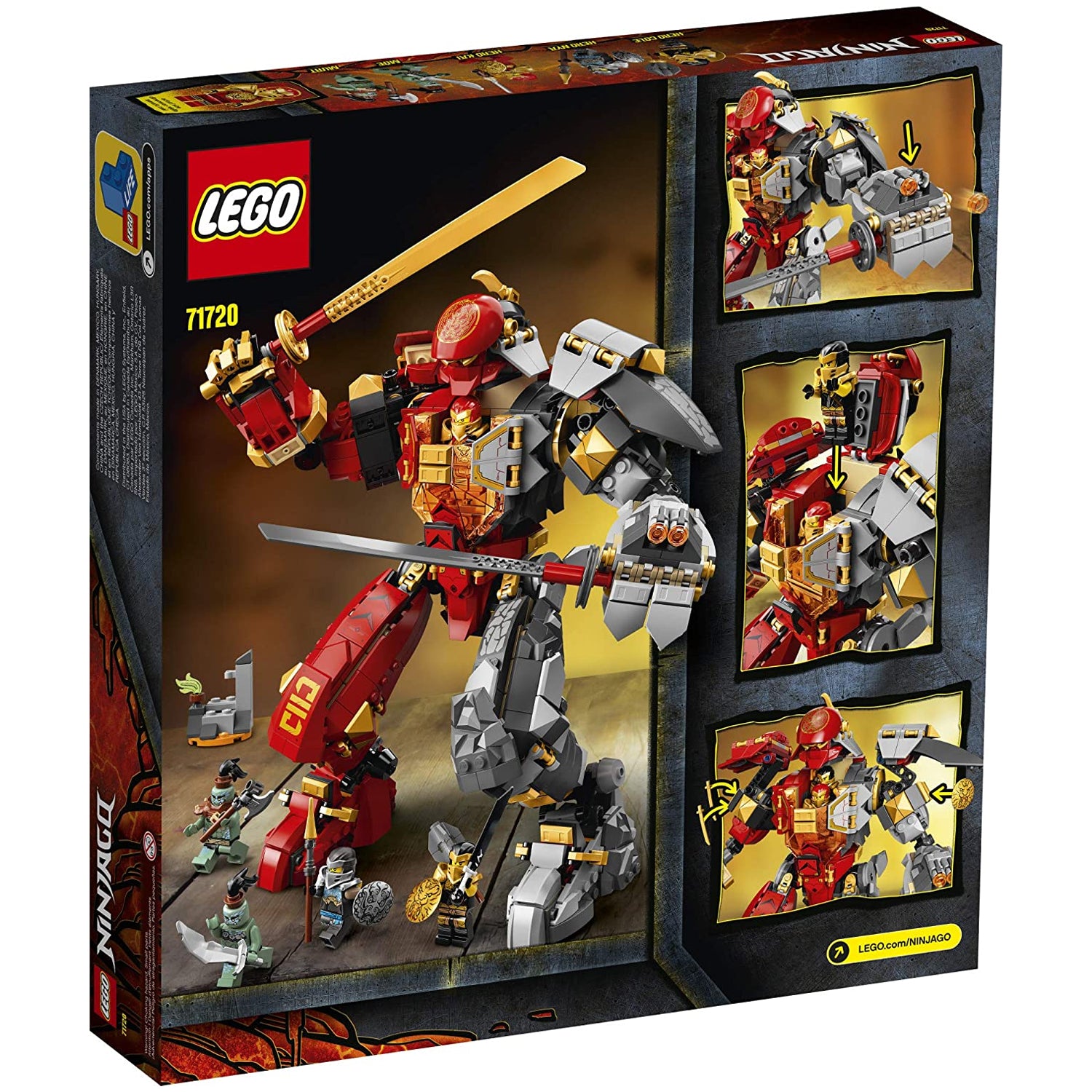 LEGO 71720 NINJAGO Fire Stone Mech Robot Kids Toy Building Kit w/ 5 Minifigures