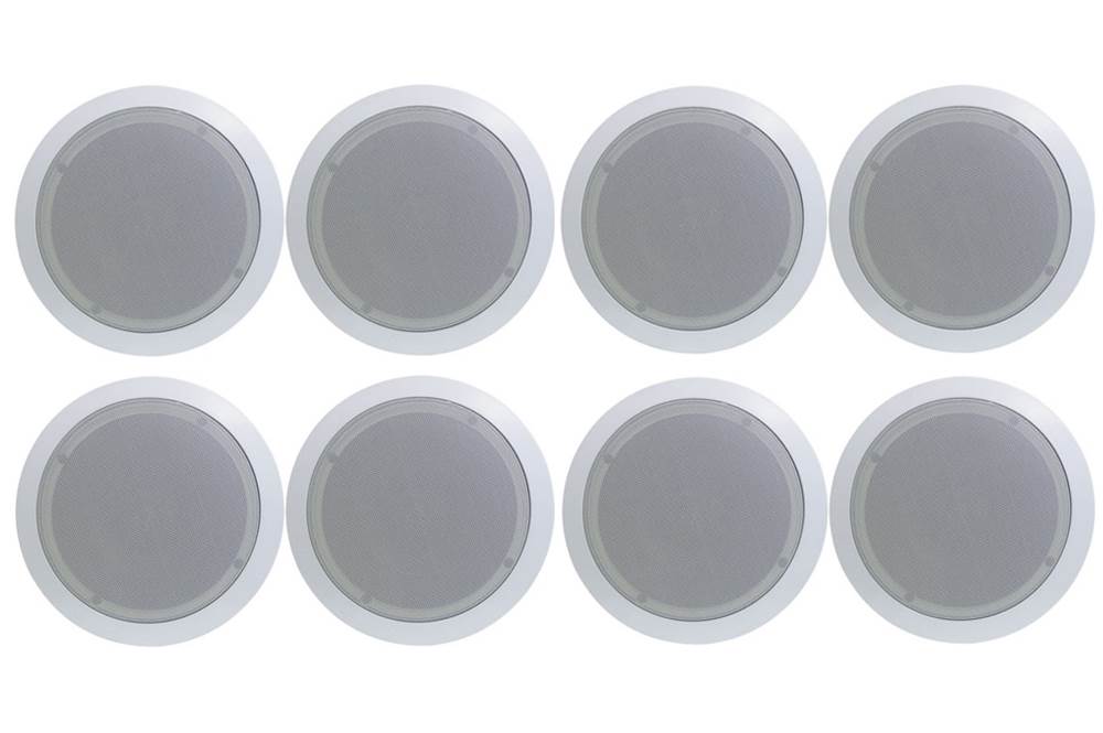 Pyle PDIC51RD 150W 5.25" Round Flush Mount In-Wall/Ceiling Home Speakers, 8 Pack - VMInnovations