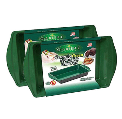2) Telebrands Orgreenic 9x13 Ceramic NonStick Cookware Casserole Baking Pans