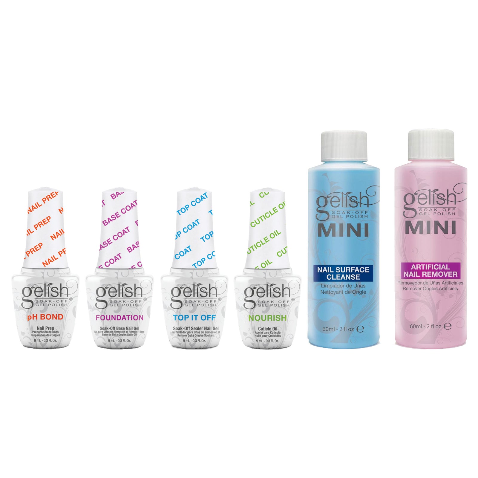 Gelish MINI Complete Basix Gel Nail Polish Prep Essentials Starter Kit Package - VMInnovations