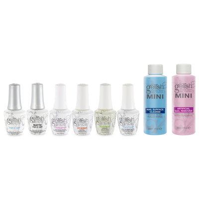 Gelish Nail Curing LED Lamp, Basix Polish Kit, Top Coat Duo, & Full Bloom Set