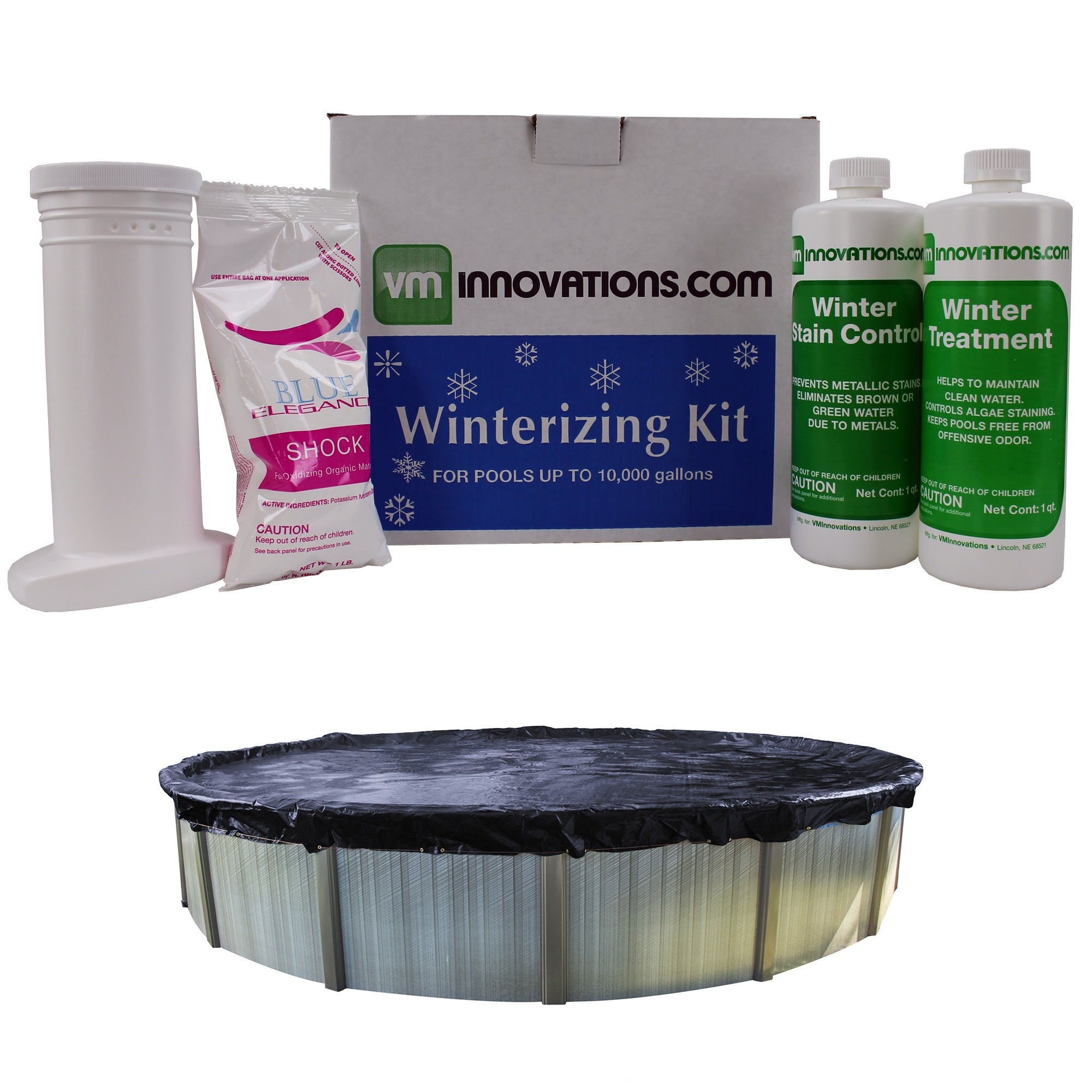 VM Winterizing Pool Chemical Closing Kit Up To 10K Gal & 24’ Round Winter Cover - VMInnovations