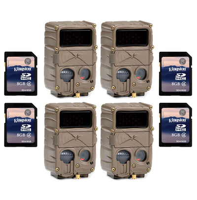 (4) CUDDEBACK E3 Black Flash No Glow Infrared Game Hunting Cameras + SD Cards