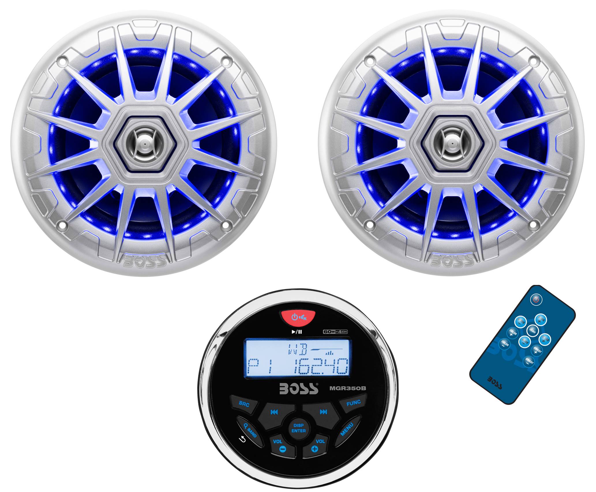 Boss MGR350B 3" Gauge Marine MP3/Radio Receiver Bluetooth ATV Boat&6.5" Speakers