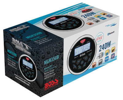 Boss MGR350B 3" Gauge Marine MP3/Radio Receiver Bluetooth ATV Boat&6.5" Speakers
