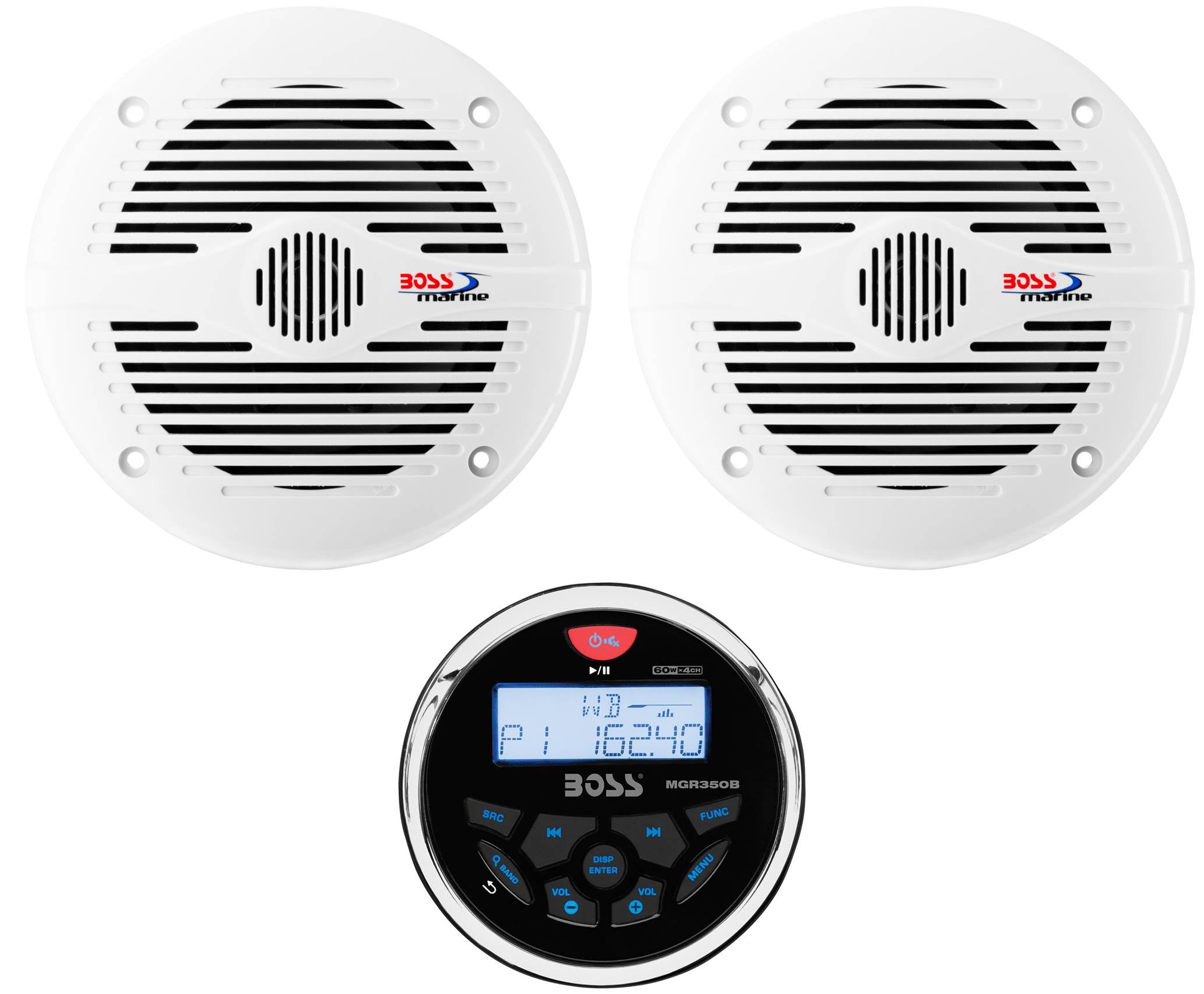 Boss 3-Inch Gauge Marine MP3/Radio Bluetooth ATV Boat & 6.5-Inch Speakers