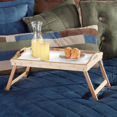 Home & Loft Bamboo Folding Breakfast In Bed Trays with Handles (2 Pack)