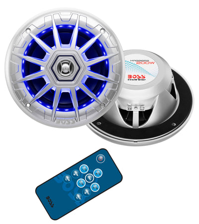 BOSS Audio MRGB65 6.5" 200W Boat Marine RGB LED Light Speakers Silver (4 Pack)
