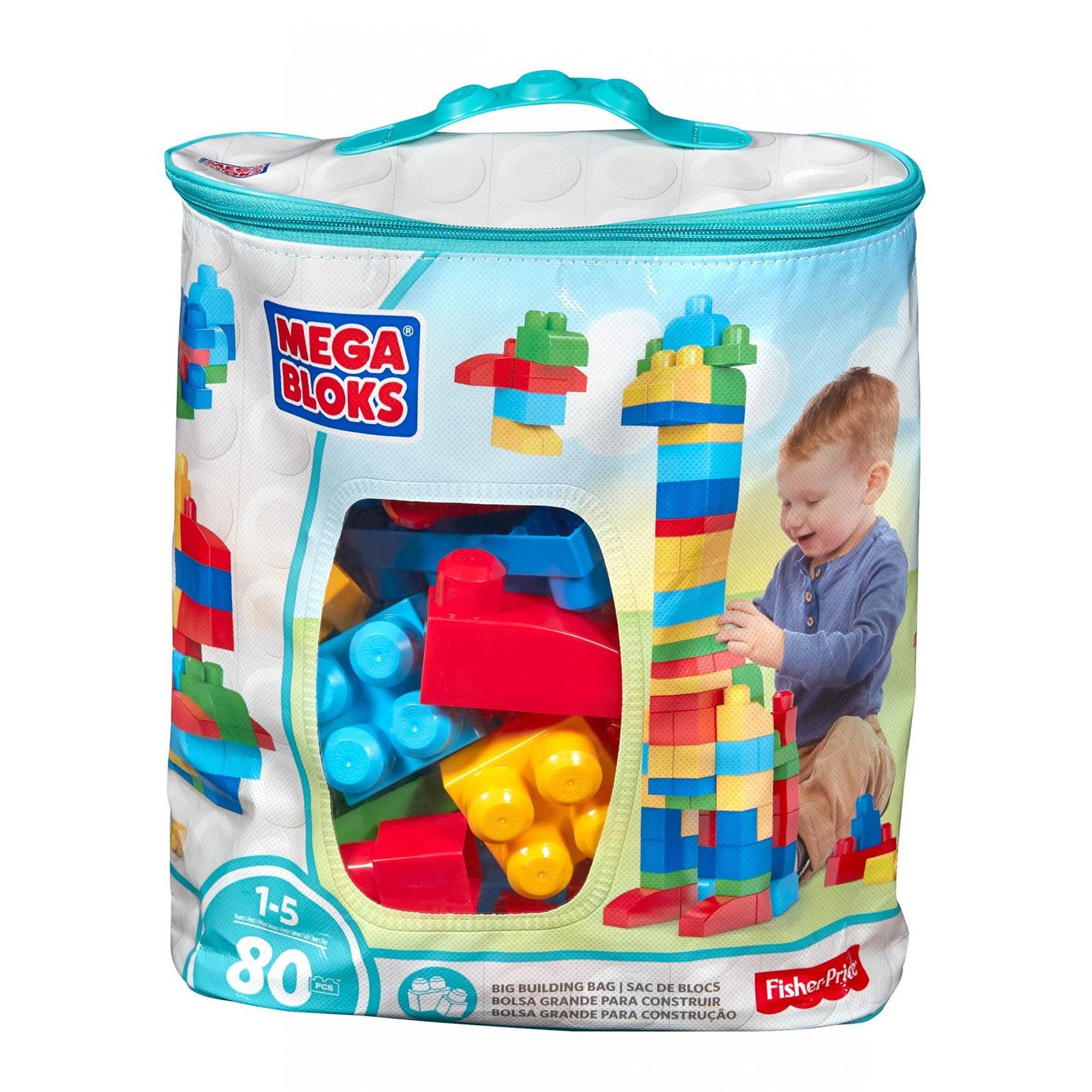 Mega Bloks First Builders Big Building Bag 80-Piece (Classic) - DCH63 - Open Bag