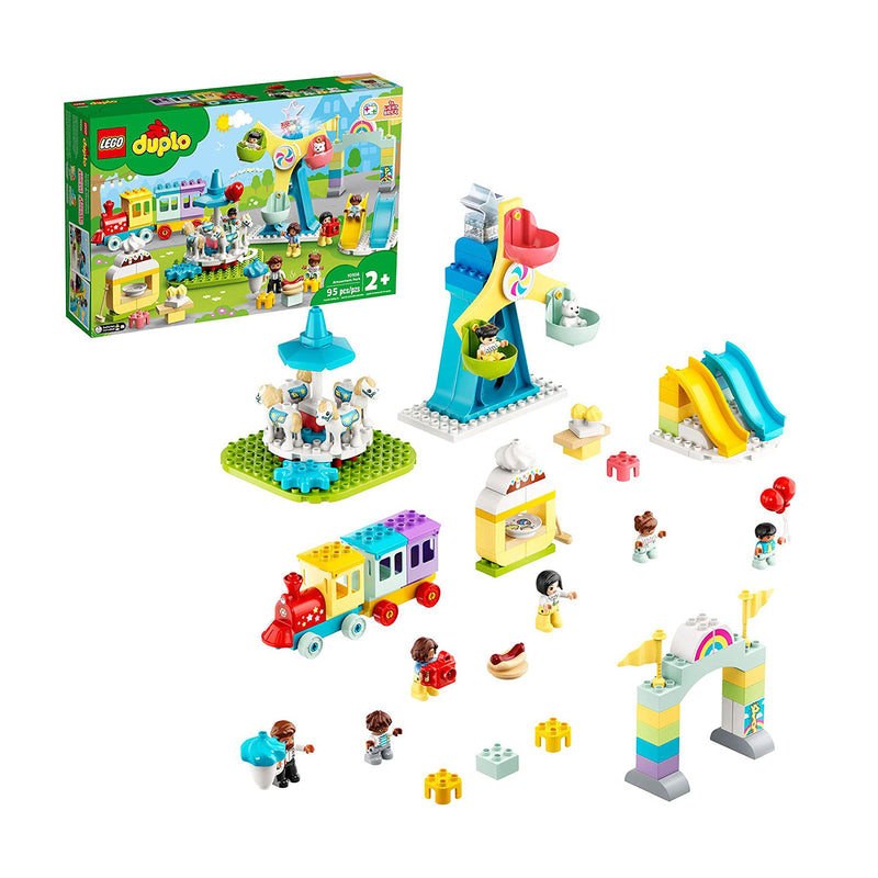 LEGO DUPLO Town Amusement Park Building Toy with a Train, Ferris Wheel, and More