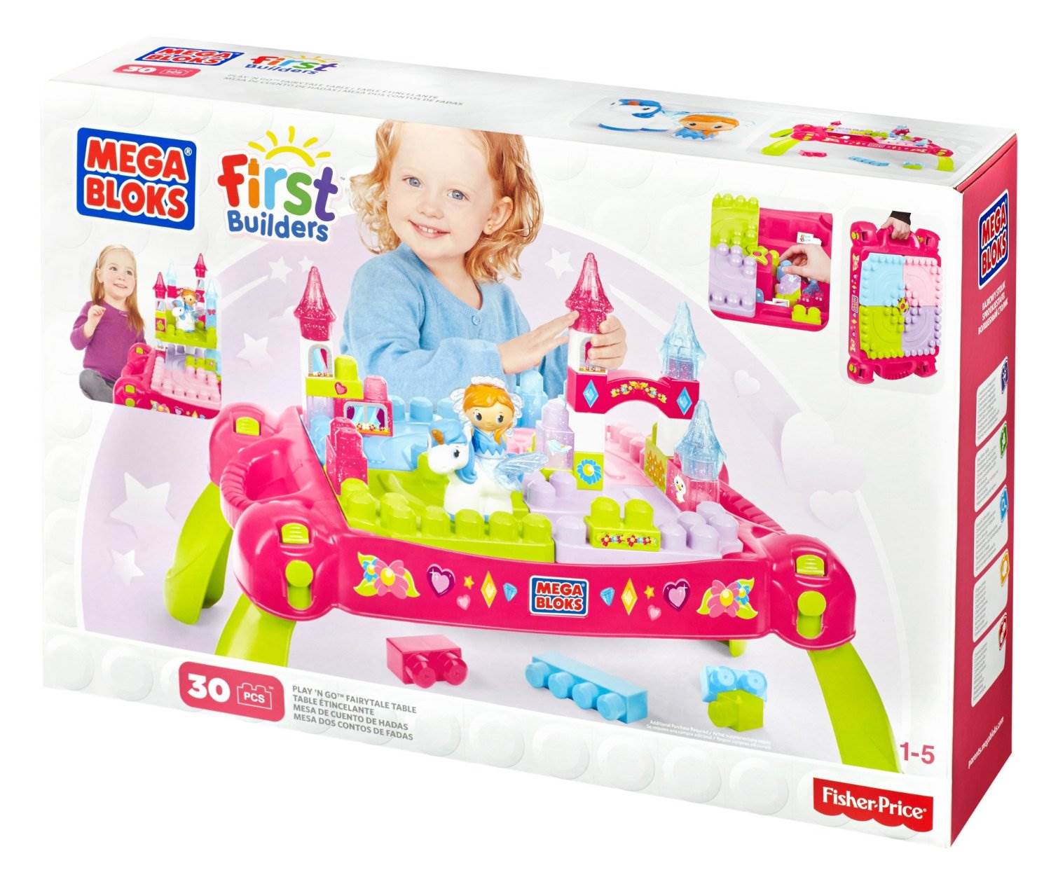 Mattel Mega Builders Bloks Build 'n Learn Fairytale Interactive Table - Open Box