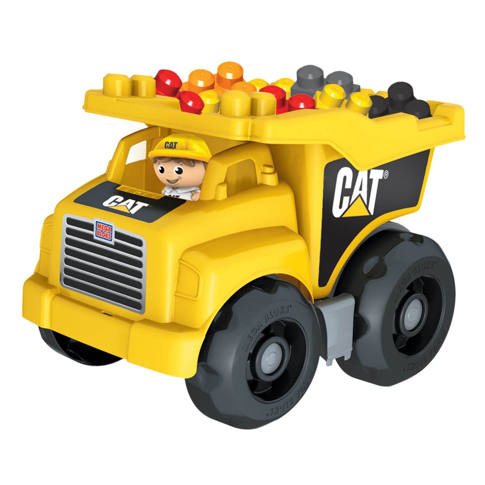 Mega Bloks Large Caterpillar Dump Truck Toy with 25 Play Building Blocks | DCJ86 - VMInnovations