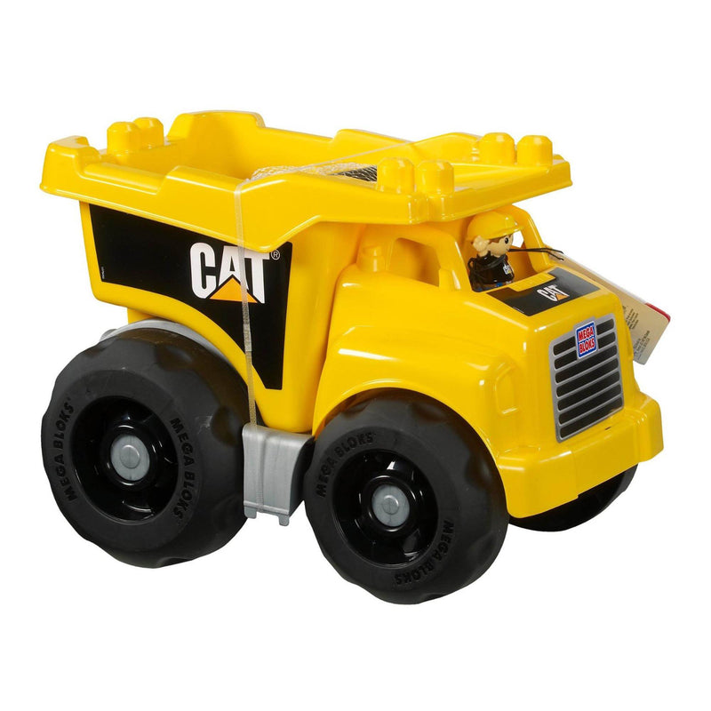Mega Bloks Large Caterpillar Dump Truck Toy with 25 Play Building Blocks | DCJ86