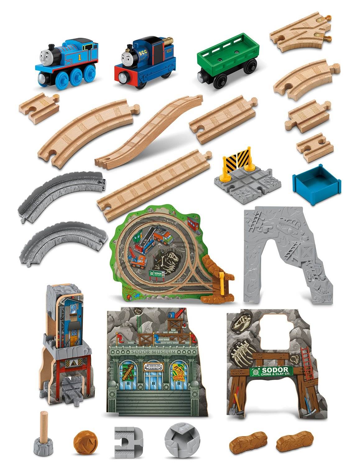 Fisher-Price Thomas Wooden Railway Thomas Fossil Run Brave Train Set - Open Box