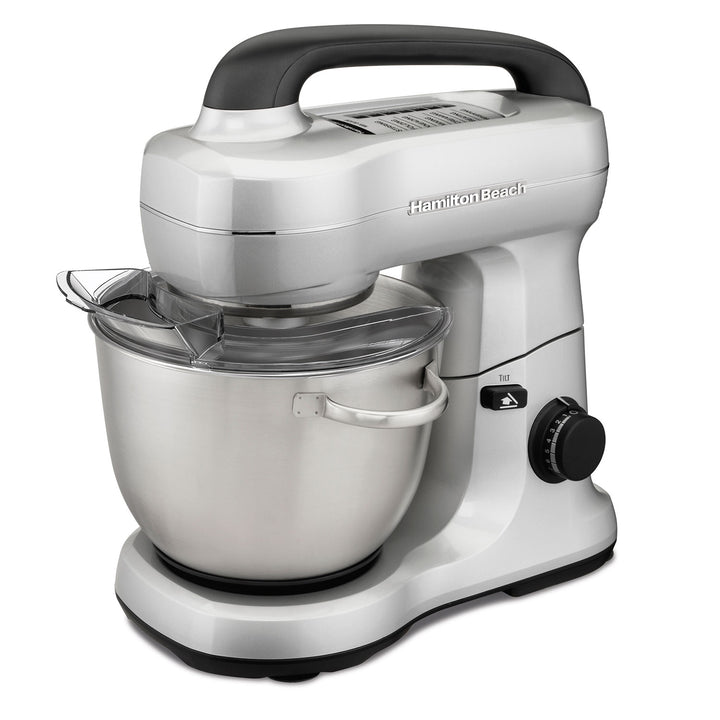 Hamilton Beach 63393 4 Qt 300W 7 Speed Countertop Stand Mixer, Silver (Open Box)