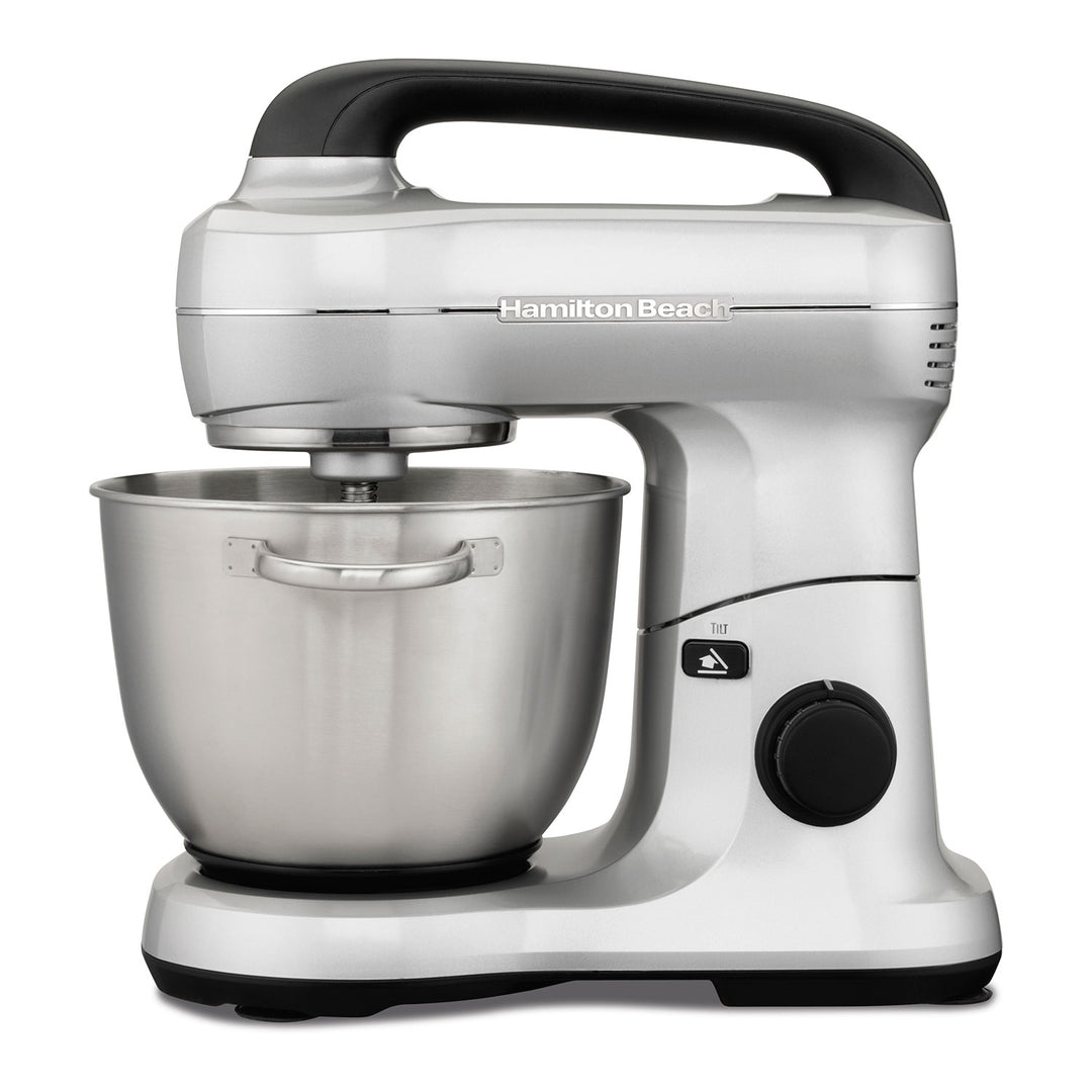 Hamilton Beach 63393 4 Qt 300W 7 Speed Countertop Stand Mixer, Silver (Open Box)