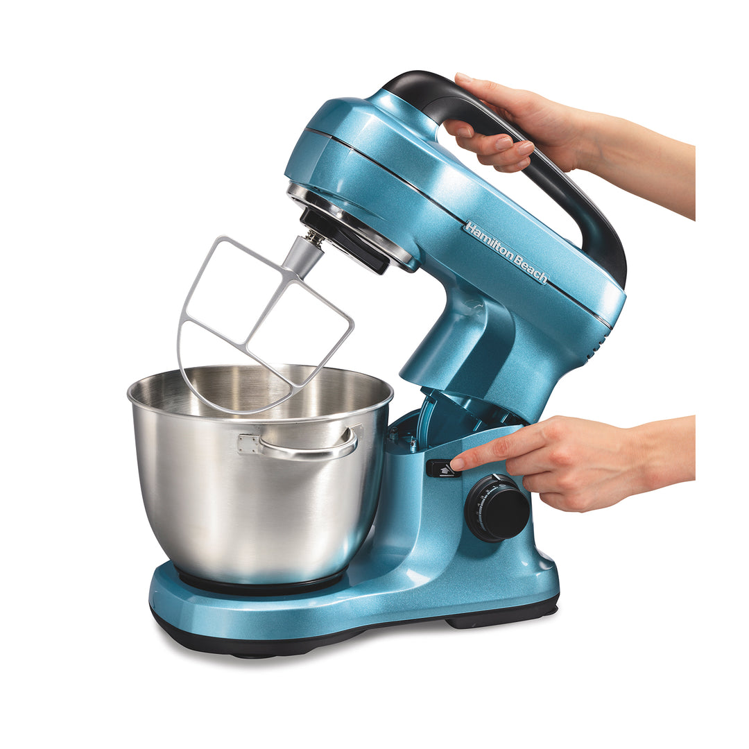 Hamilton Beach 4qt 300W 7 Speed Kitchen Countertop Stand Mixer, Blue (Open Box) - VMInnovations