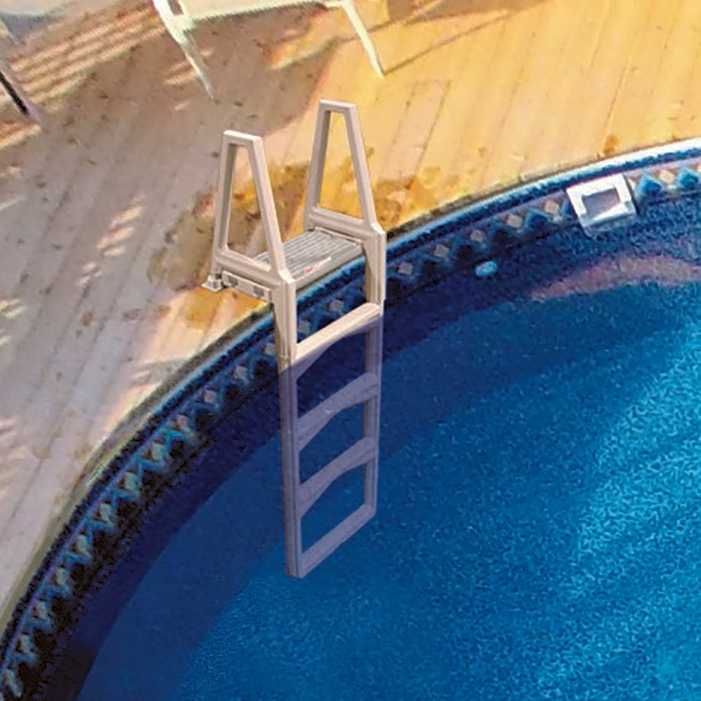 CONFER 635-52 Adjustable In-Pool Above Ground Swimming Pool Ladder 48-56" w/ Mat
