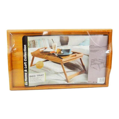 Home & Loft Bamboo Finish Folding Breakfast In Bed Tray With Handles (Open Box)