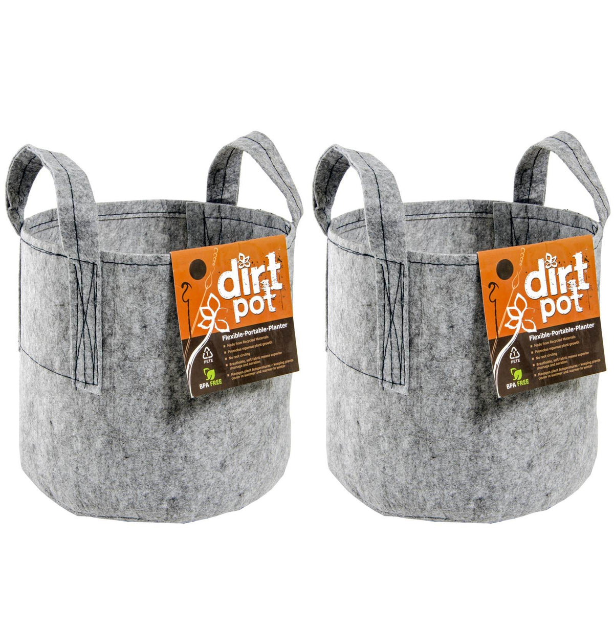 (2) HYDROFARM HGDB5 5 Gallon Portable Dirt Pot Garden Planters | 12" x 10.5"
