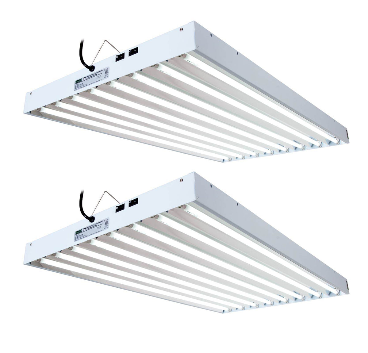 (2) HYDROFARM EnviroGro HO T5 4FT 8 Fluorescent Light Tube Fixtures | FLT48-RB