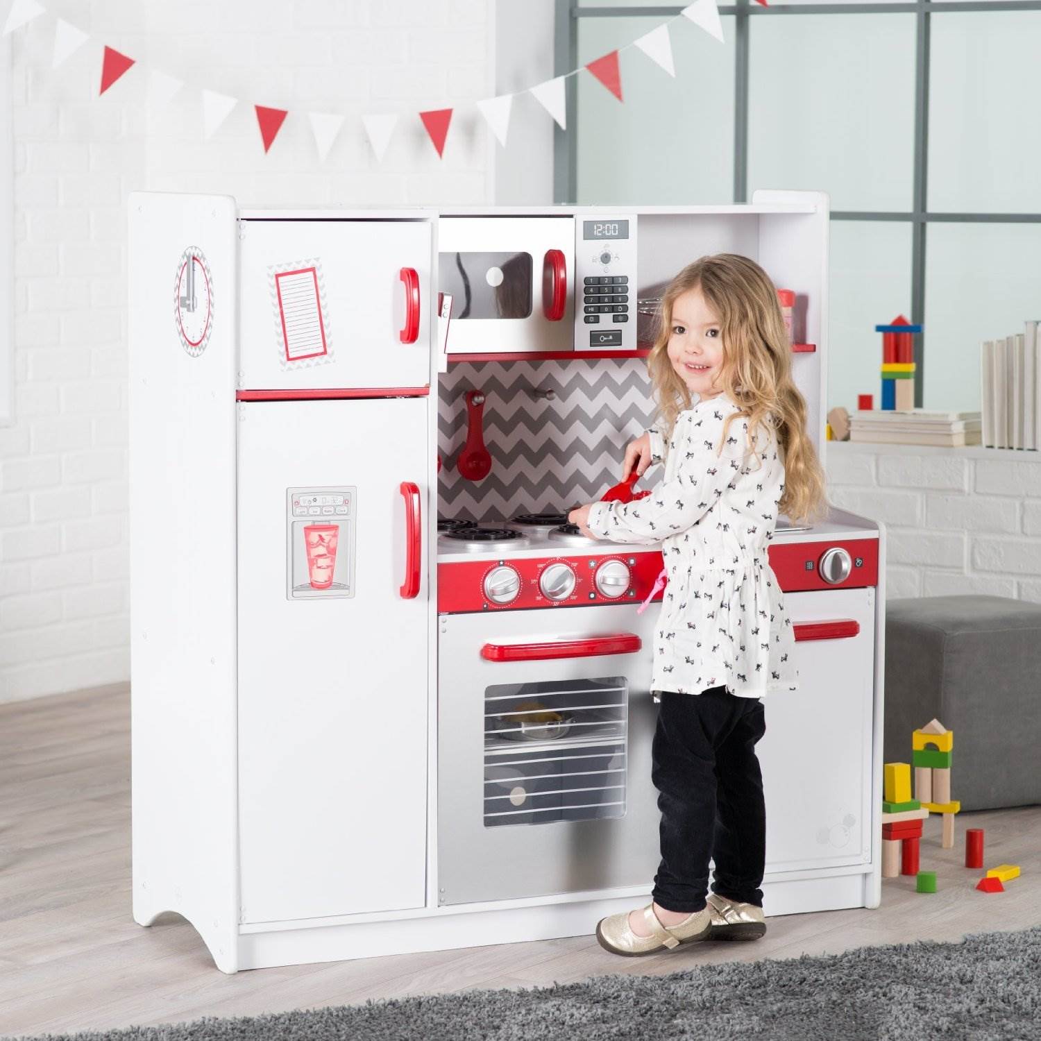 KidKraft Busy Bakin White Children Pretend Play Kids Wooden Kitchen - Open Box
