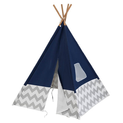 KidKraft Deluxe 3.5 Feet Kids Indoor Play Teepee, Navy & Gray Chevron (Open Box)