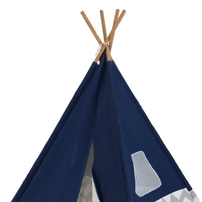 KidKraft Deluxe 3.5 Feet Kids Indoor Play Teepee, Navy & Gray Chevron (Open Box)