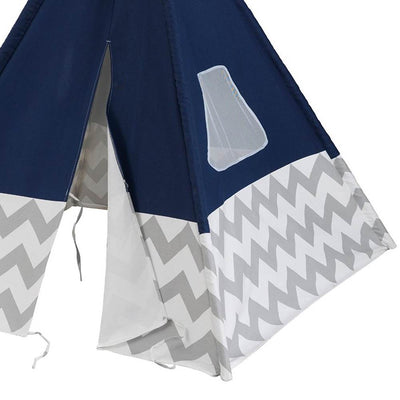 KidKraft Deluxe 3.5 Feet Kids Indoor Play Teepee, Navy & Gray Chevron (Open Box)