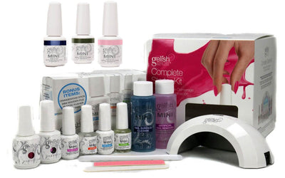 Gelish Harmony Complete Starter Led Gel Nail Polish Kit with 5 Additional Colors